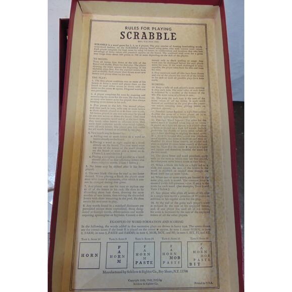 Scrabble Vintage 1953 Selchow & Righter Crossword Board Game Complete 100 Tiles - Picture 14 of 14